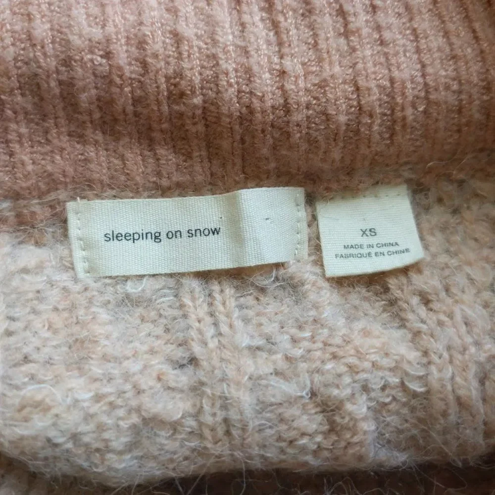 Anthropologie Sleeping On Snow Sweater Cable Knit Light Pink Cozy Coquette XS